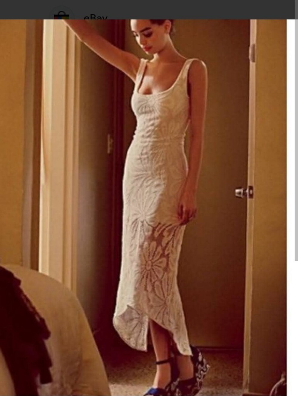Free People's Jean Pirate Booty White Sleeveless Floral Crochet Midi Dress